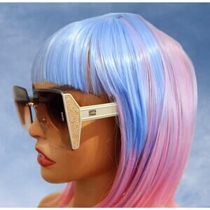 Sunglasses Women Beige Square Oversize Half Frame Fashion